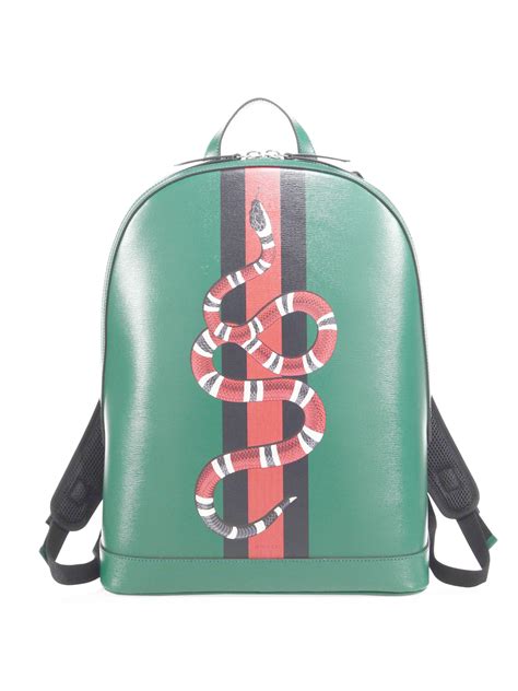 gucci snakeskin backpack green stripe|gucci snake dome leather backpack.